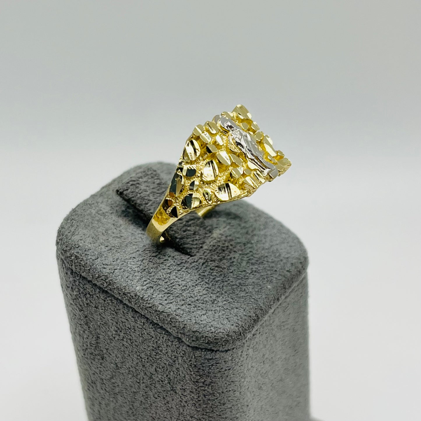 10k Gold Two Tone Virgin Mary Nugget Ring