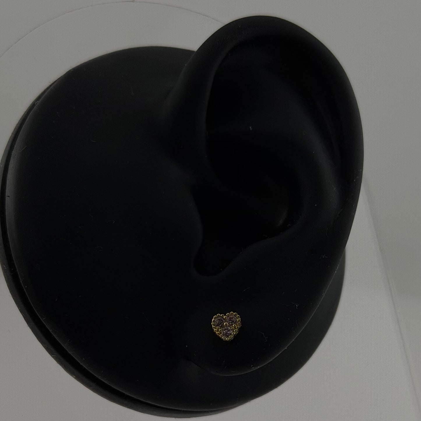 10k Gold Tiny Cz Blush Heart Earrings