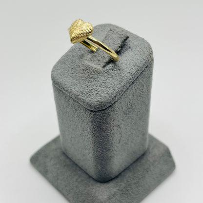 10k Gold Ribbed Domed Heart Ring