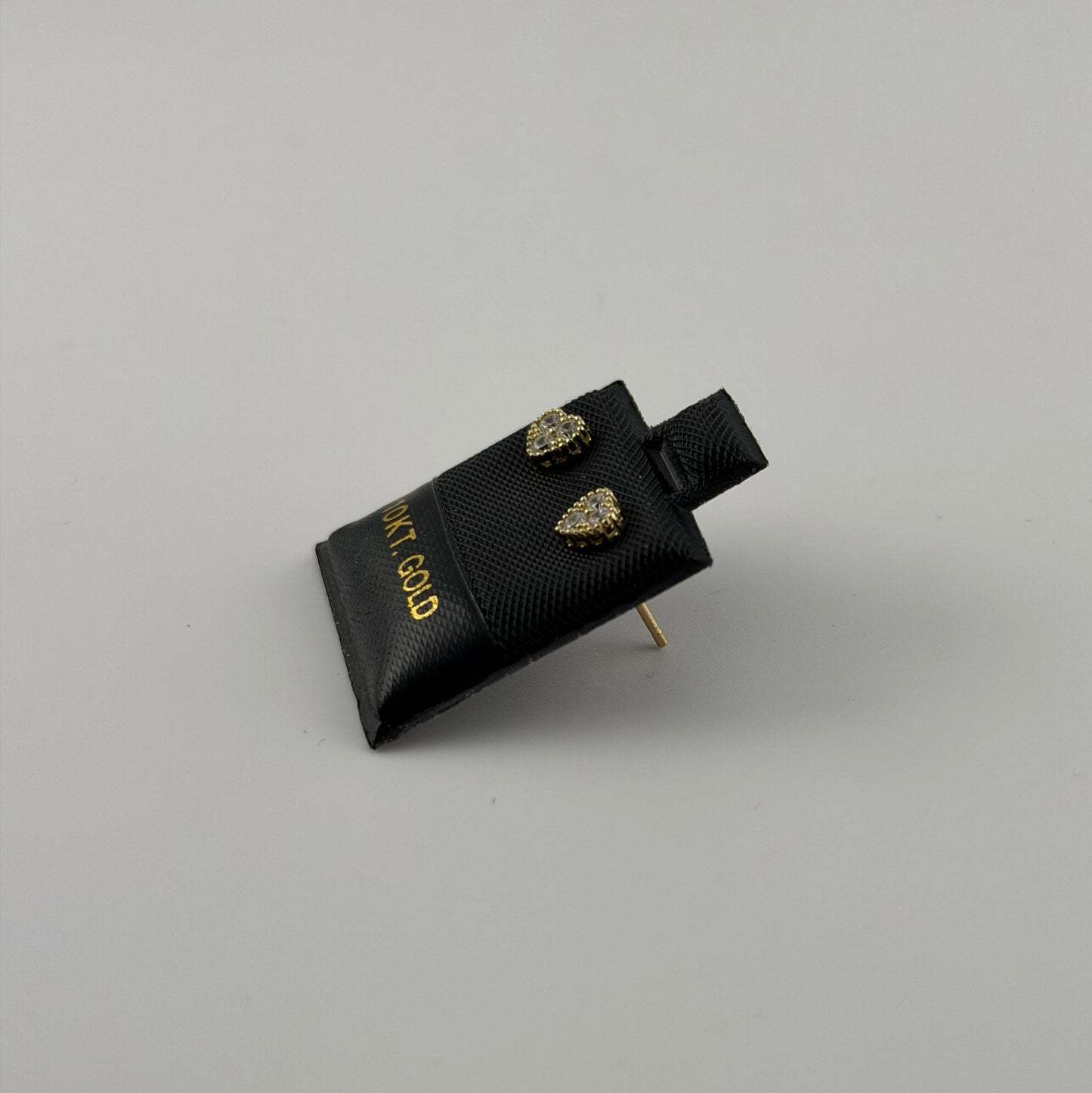 10k Gold Tiny Cz Pure White Heart Earrings