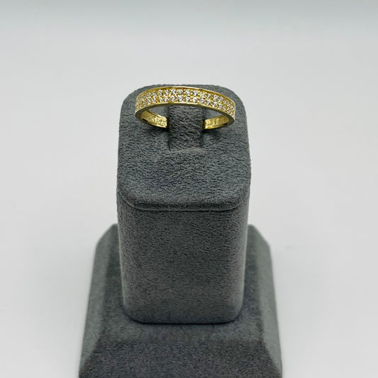 10K Gold 2 Row Prong Set CZ Band