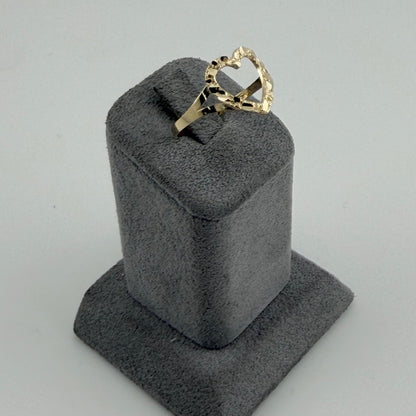 10K Gold Open Heart Nugget Ring | Face Size: 13mm