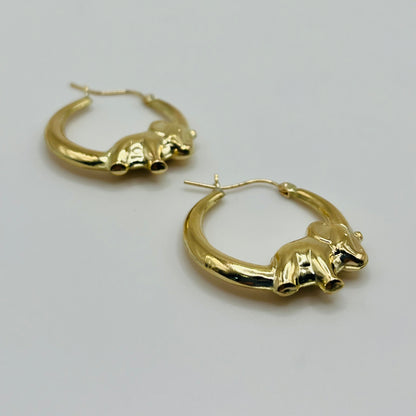10K Gold High Polish Elephant Hoops 1"