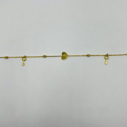 10k Gold Heart Lock and Key Anklet