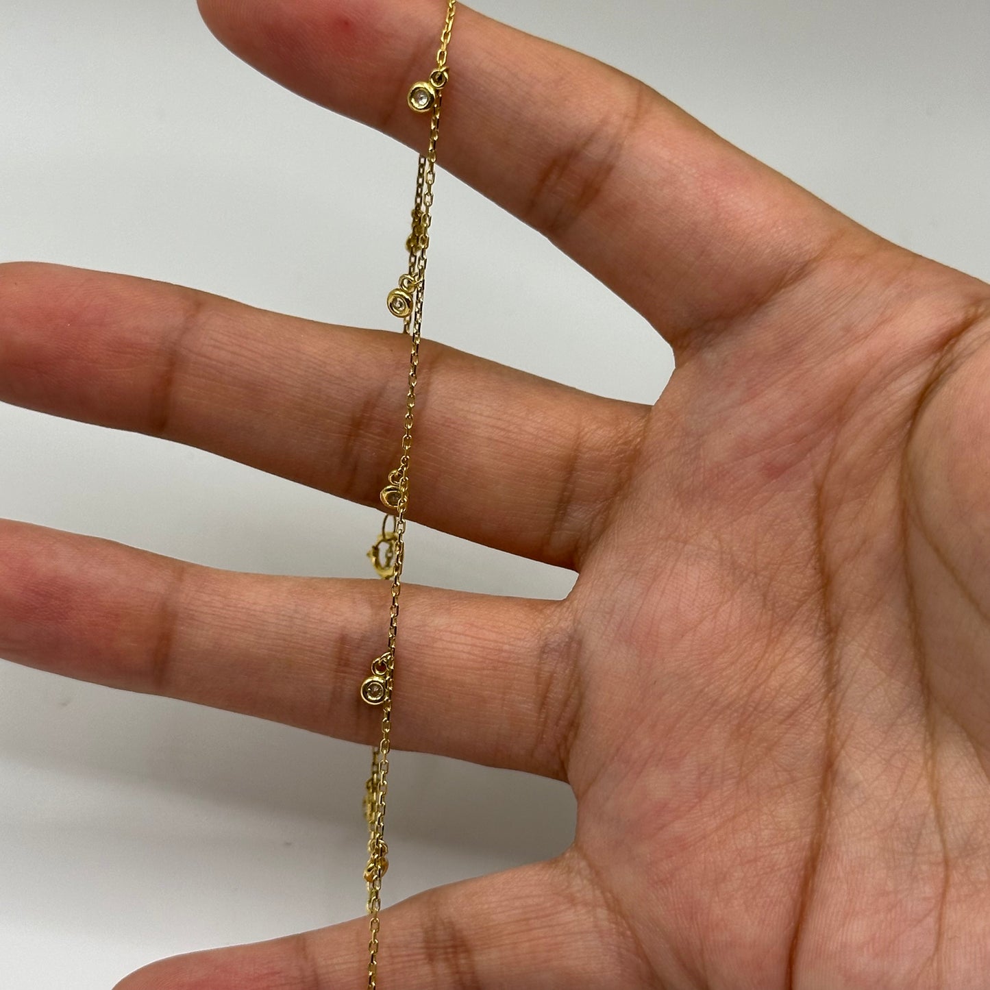 10k Gold Bezel Cz Anklet