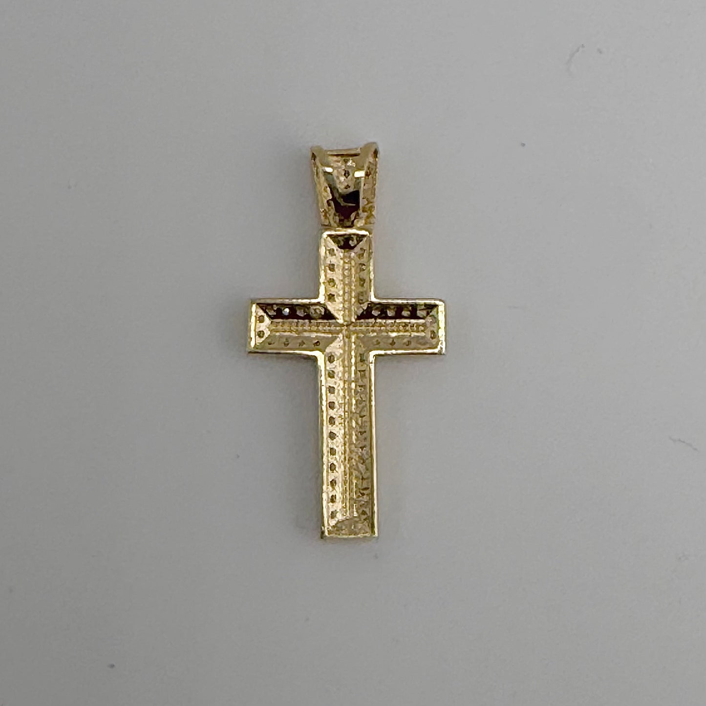 10k Gold Cz Holy Light Cross Charm