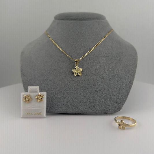14K Gold Hibiscus Set