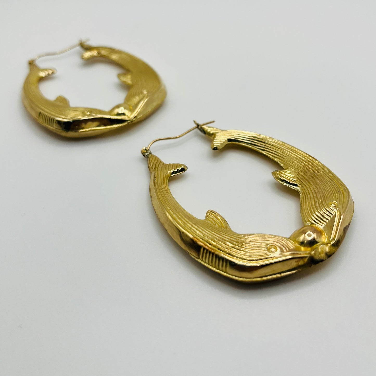 10K Gold Whale Hoop Earrings | Diameter: 45mm