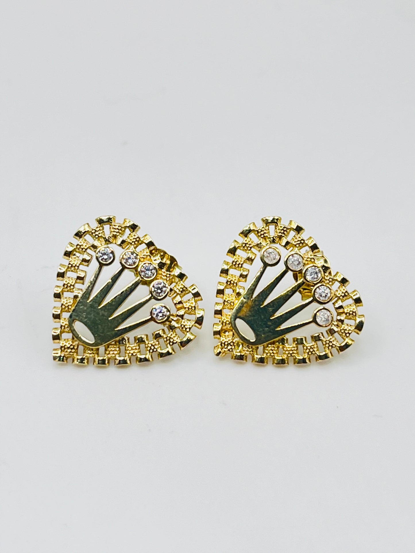 10K Gold RX Heart Earrings with Crown