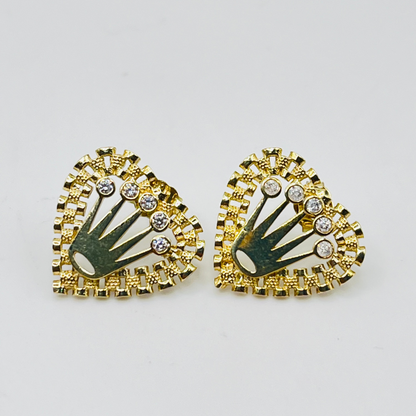 10K Gold RX Heart Earrings with Crown