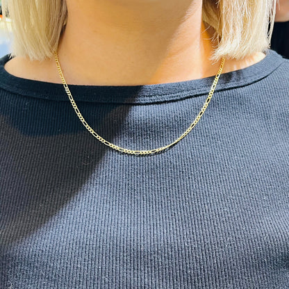 14K Gold Hollow Figaro Chain 2.5mm