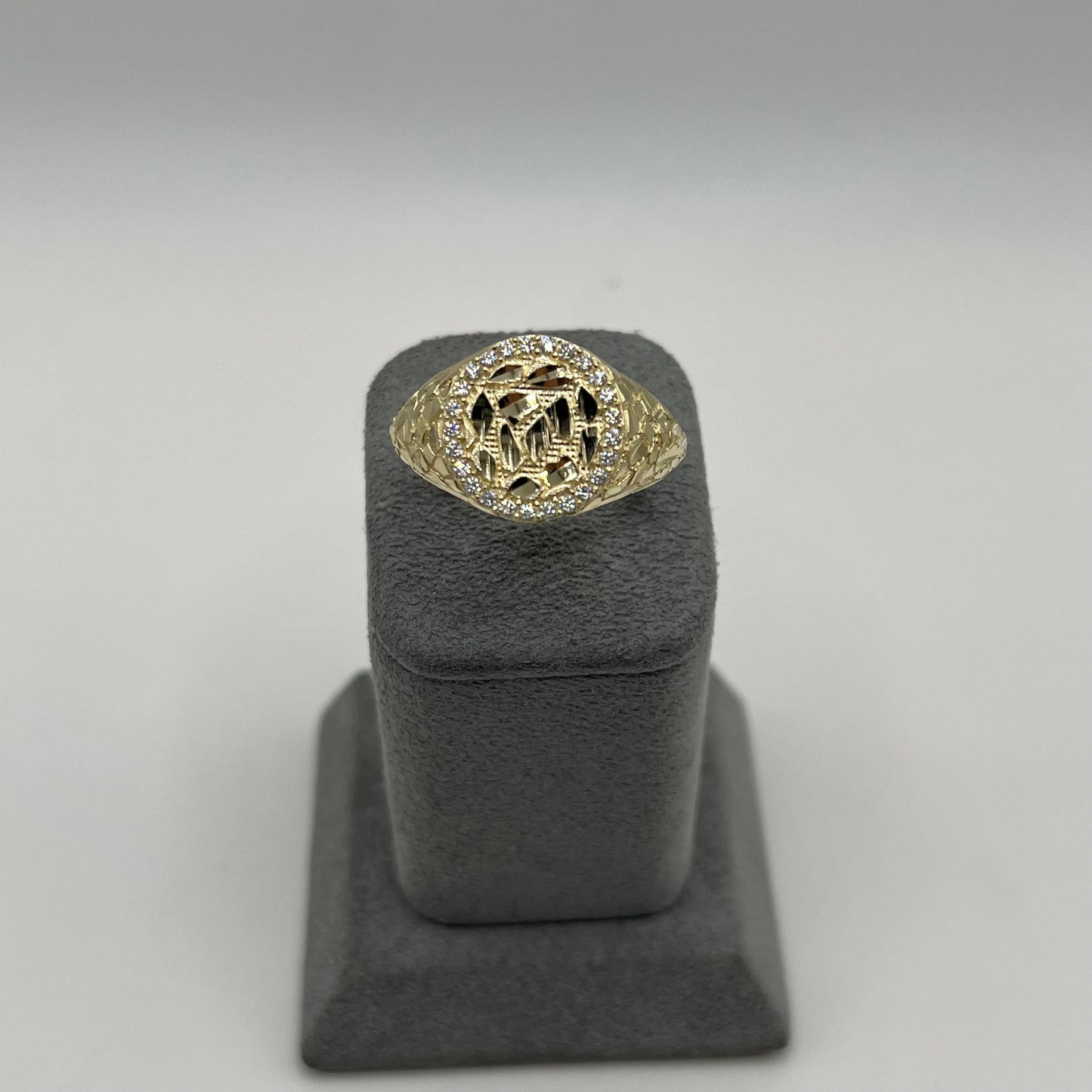 10k Gold Round Cz Nugget Ring (S)