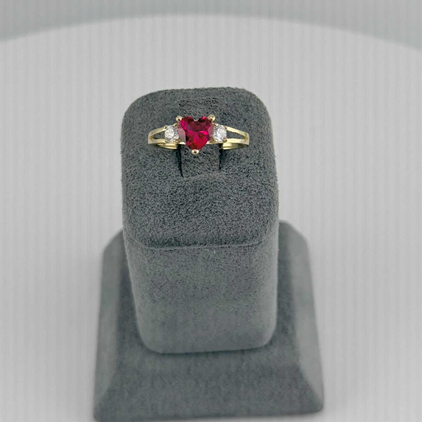 10k Gold Triple Cz Heart Birthstone