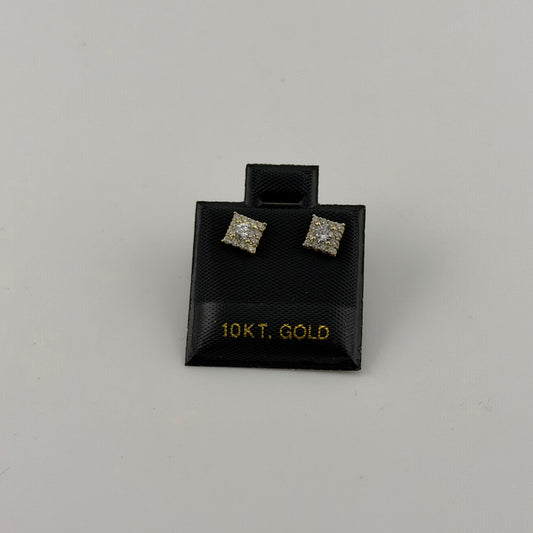 10K Gold Square CZ Earrings (Micro)