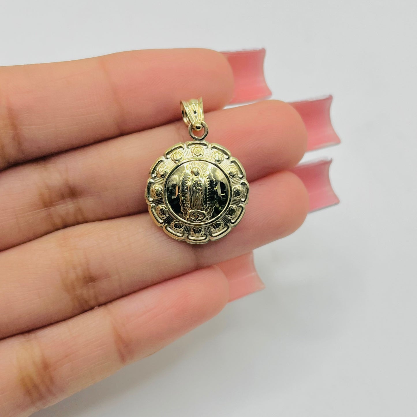 10k Gold Double Side Jesus and Virgin Mary Charm ( Small)
