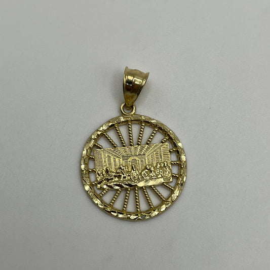 10K Gold Last Supper Pendant Nugget Border (See through style)