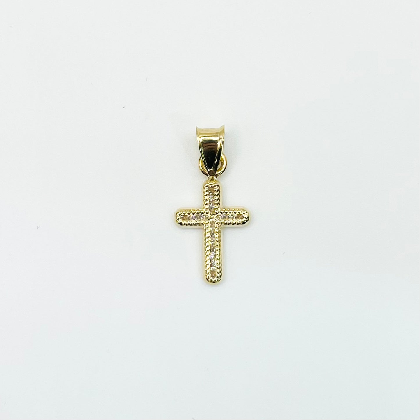 10K Gold Mini CZ Cross Charm