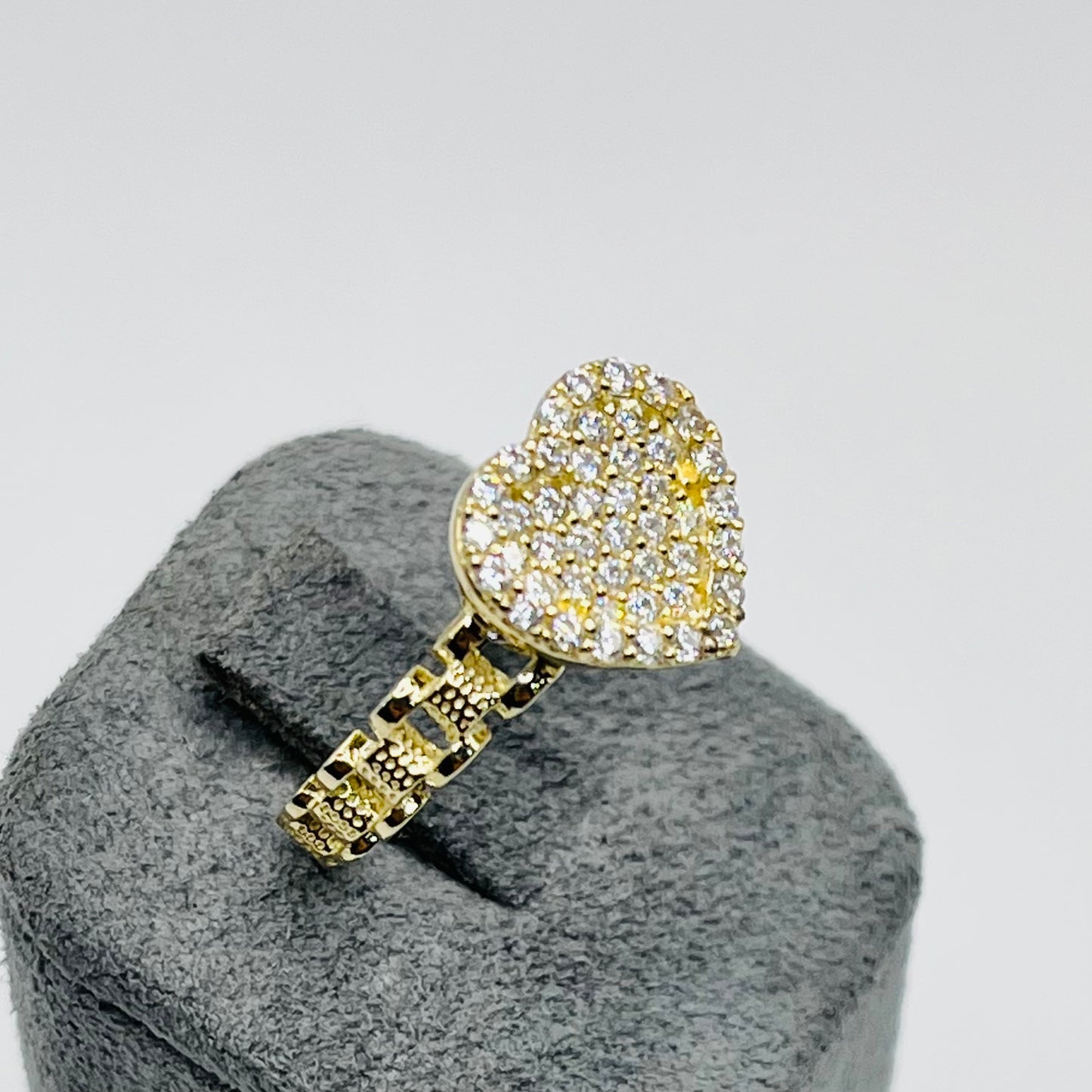 10K Gold RX White Heart CZ Ring (small)