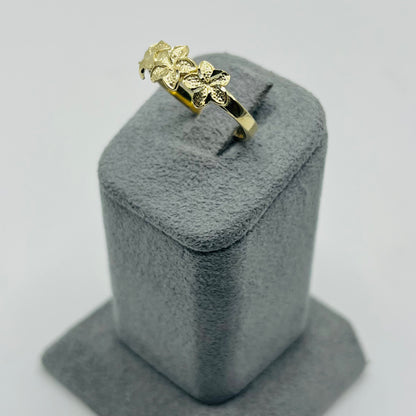 10k Gold Triple Flower Hibiscus Ring (small)