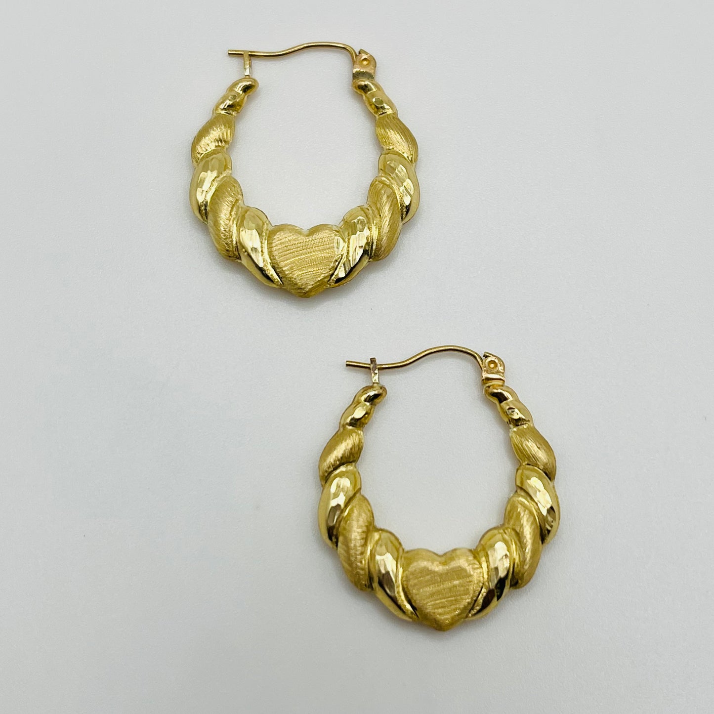 10k Gold Matte Single Heart Hoops