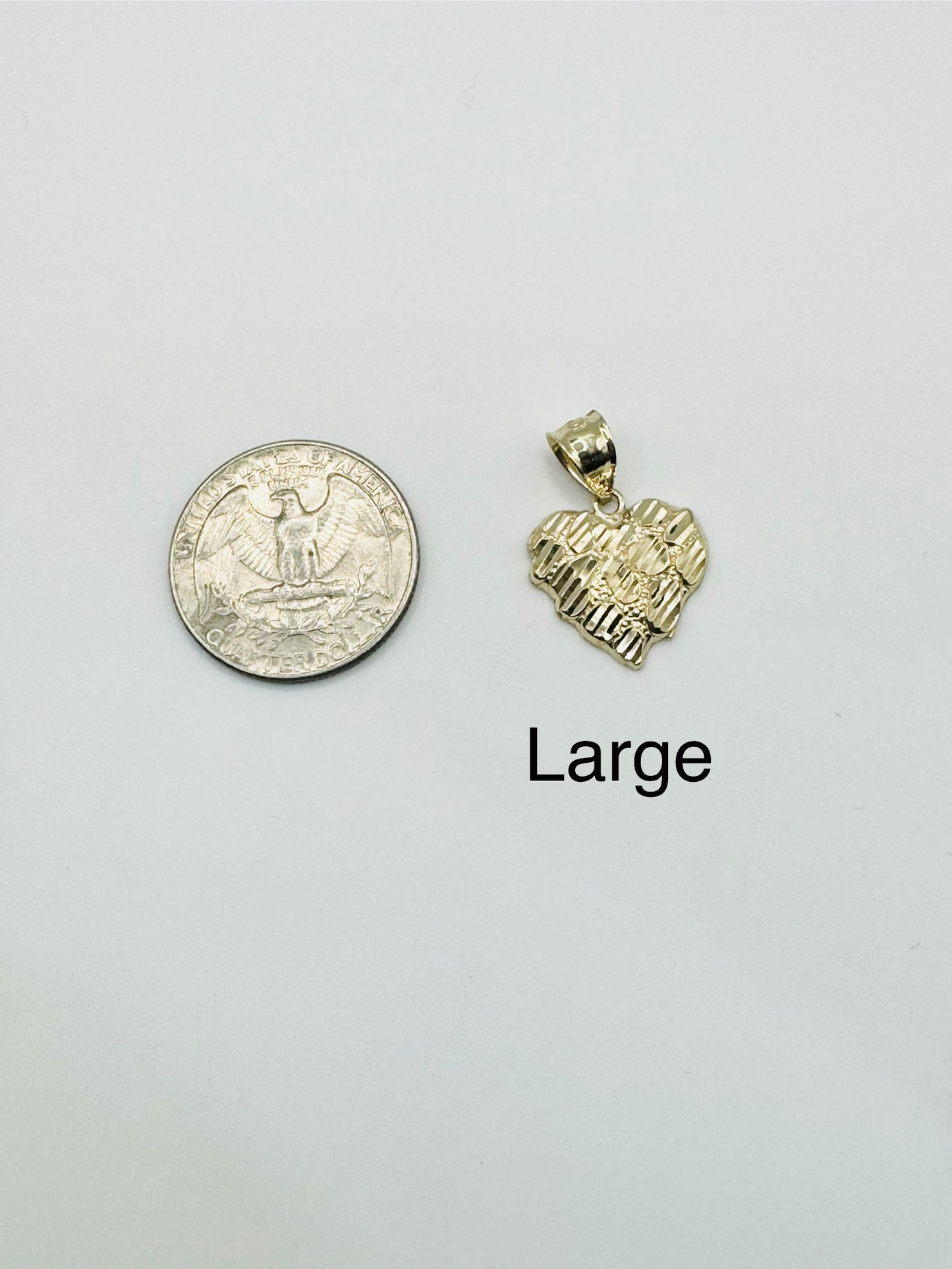 10k Gold Nugget Heart Charm (S, M, L)