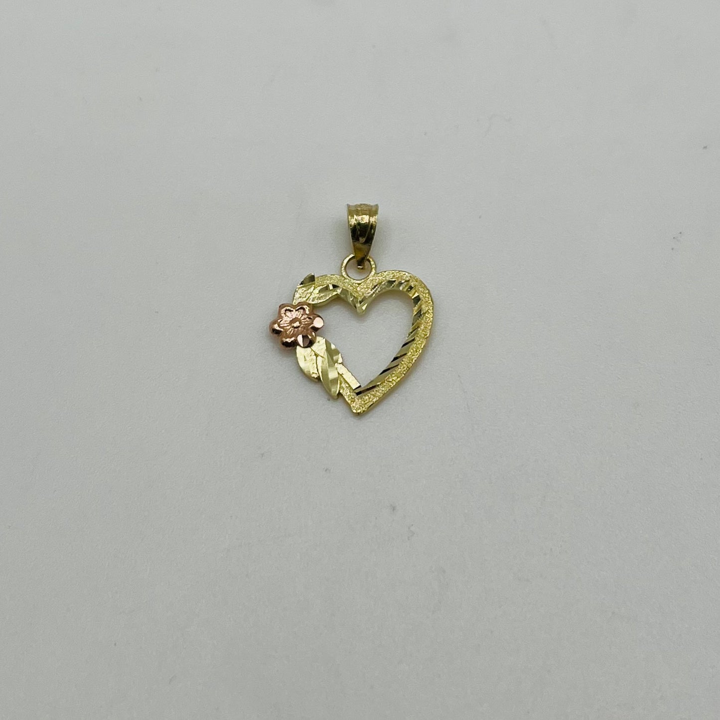 10k Gold Open Heart Flower charm (two-tone)
