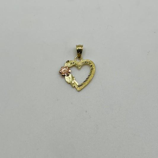 10k Gold Open Heart Flower charm (two-tone)