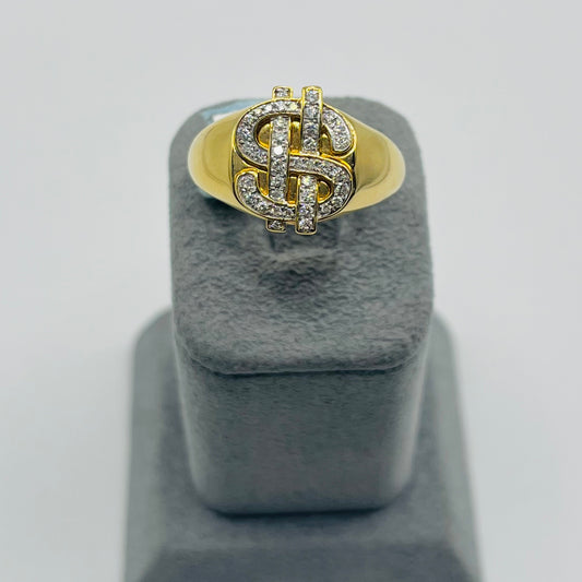 14k Gold Natural Diamond Money-Sign Ring