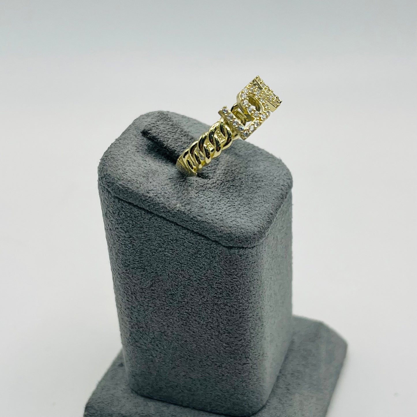 10k Gold Cz Love Cuban Ring