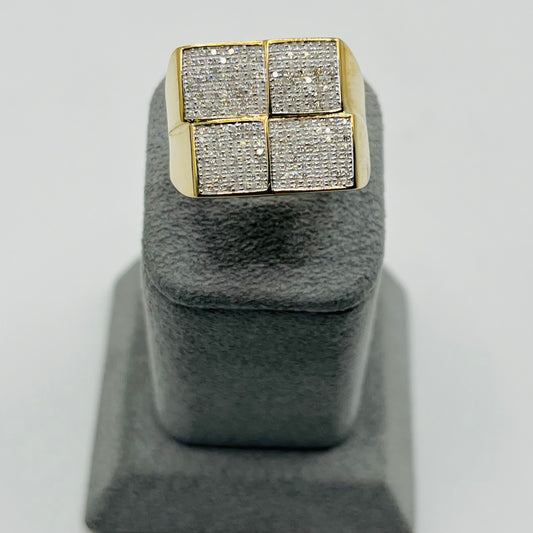 10k Gold Natural Diamond Stacked Cubes Ring