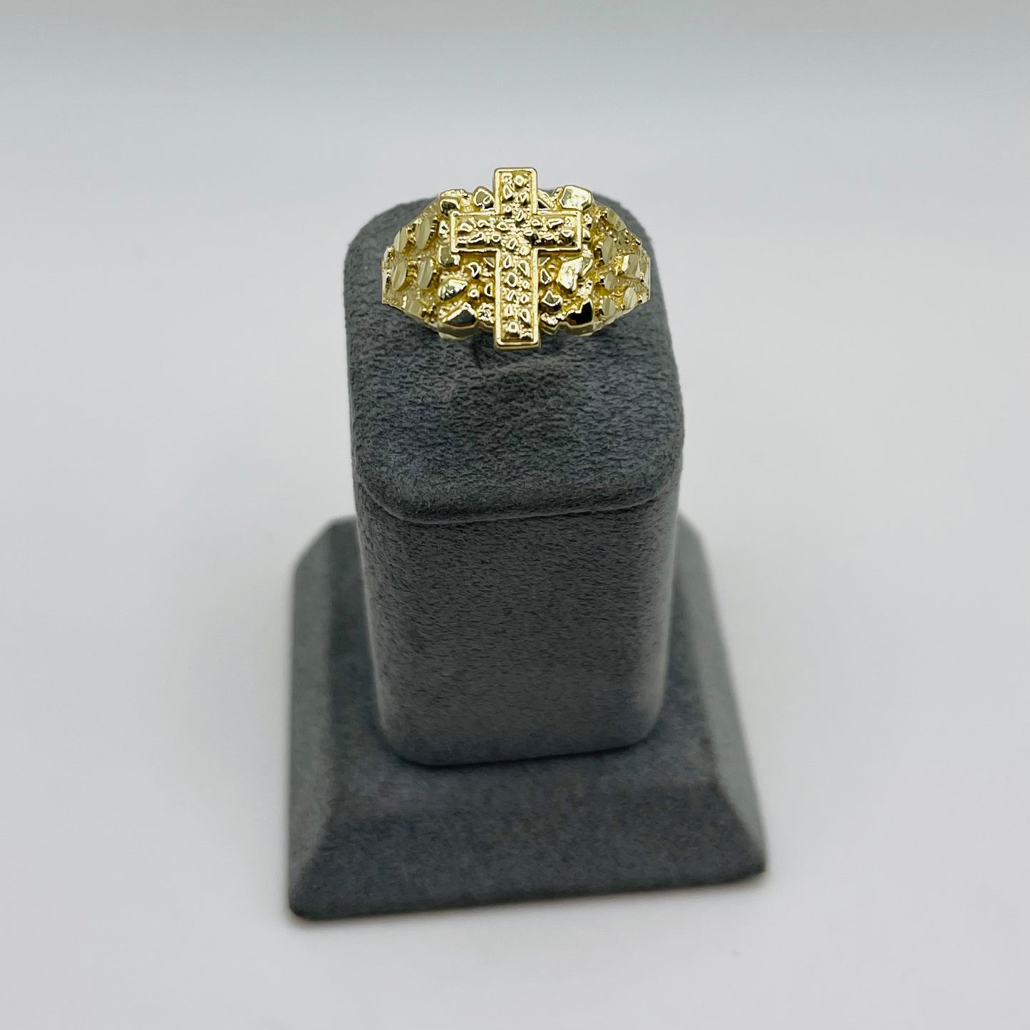 10K Gold Nugget Cross Nugget Ring