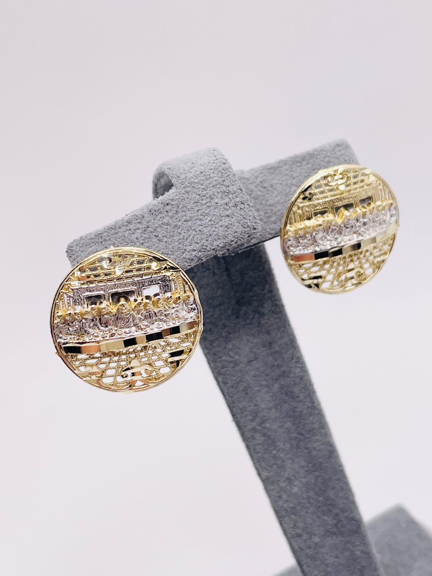 10K Last Supper Earrings (two tone / light)