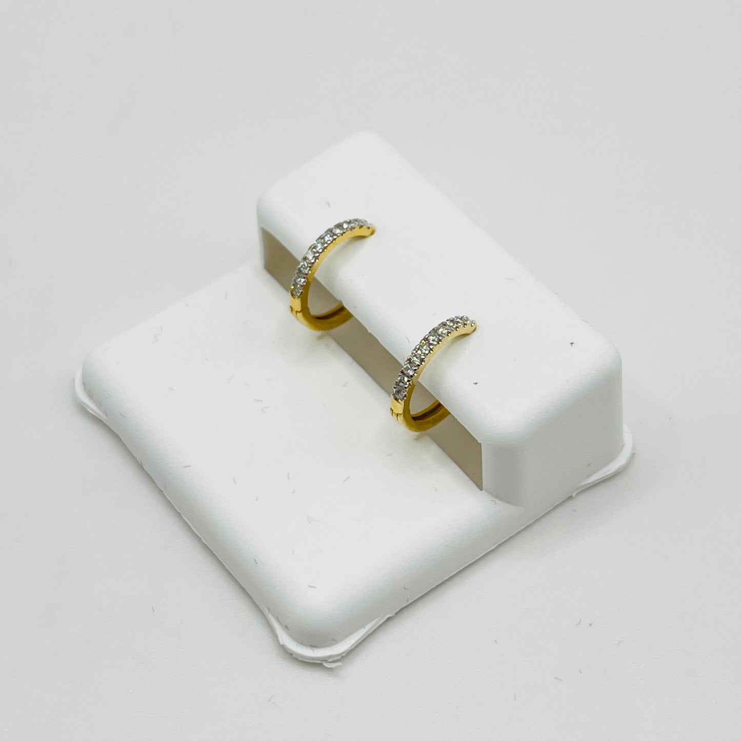 10k Gold Diamond Dainty Hoop Earrings