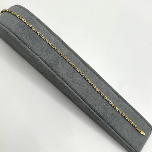 14k Gold 2.3mm Hollow Rope Bracelet