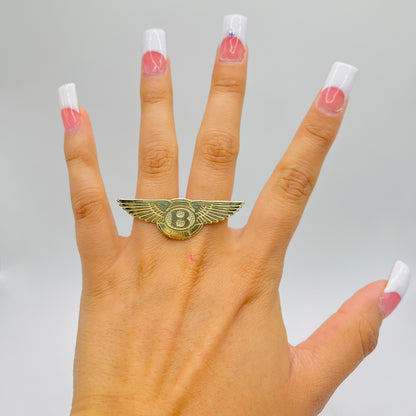 10k Gold B Wing Two Finger Ring