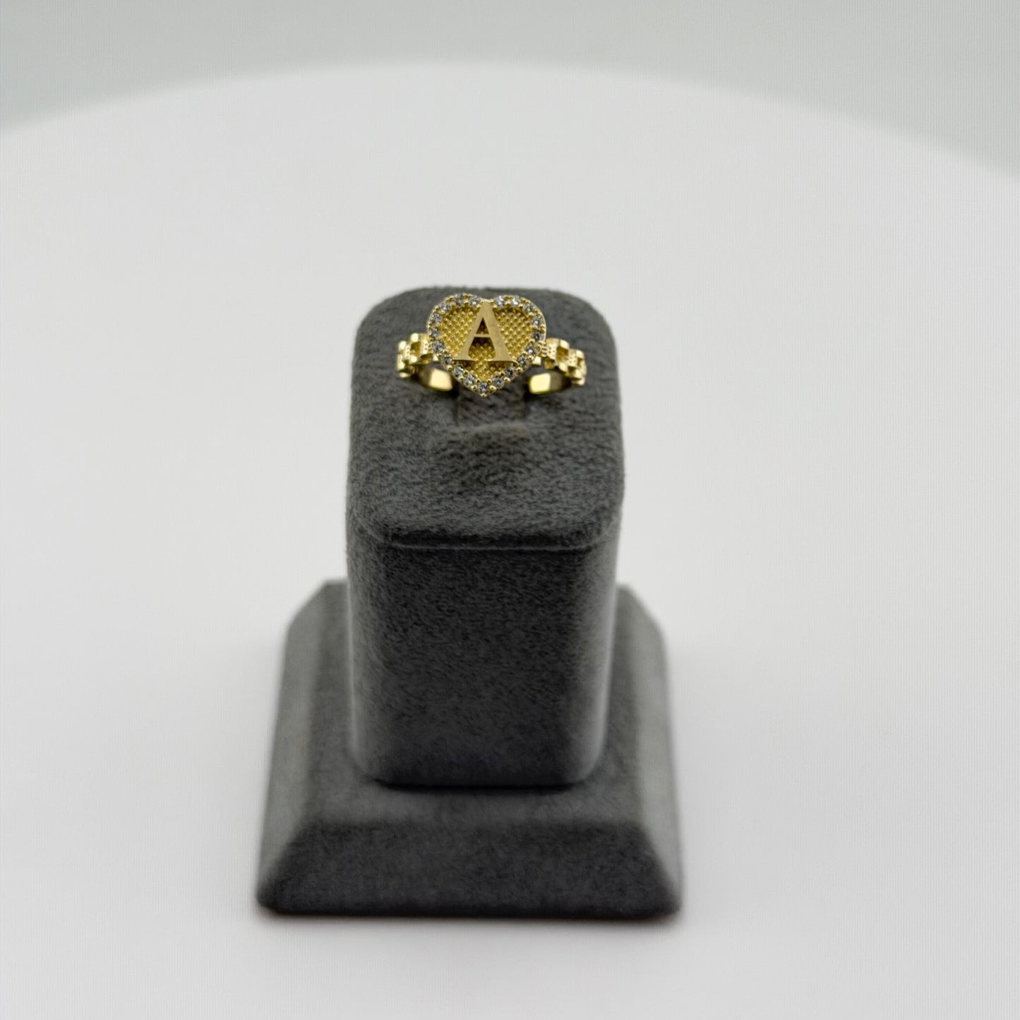 10k Gold Heartly Cz Initial Rx Band Ring