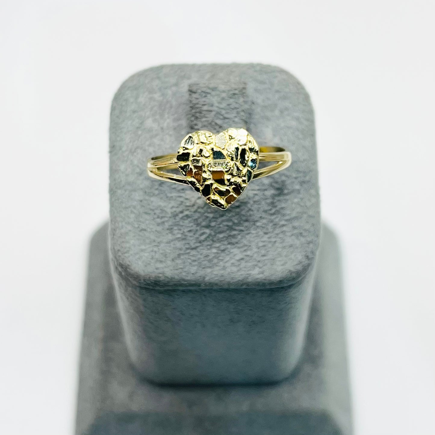 10K Gold Domed Heart Nugget Ring (small)