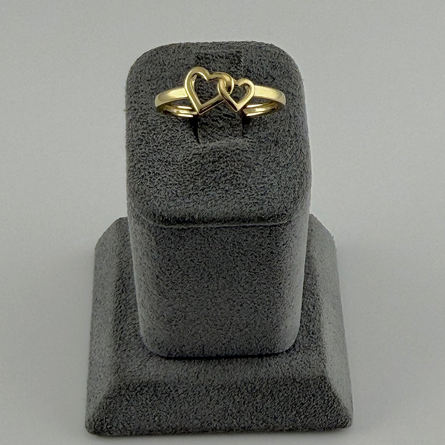 10k Gold Plain Double Heart Ring