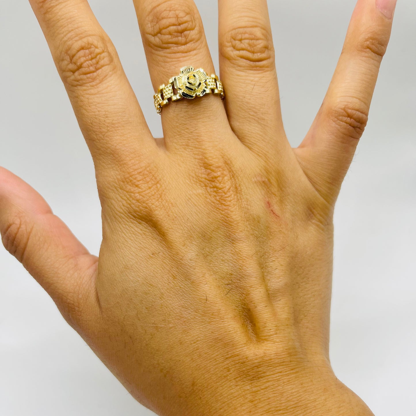 10k Gold Rose Rx Ring