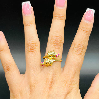 10K Gold Double Turtle Ring