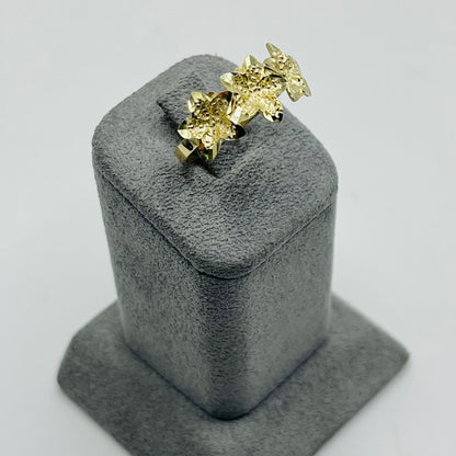 10k Gold Triple Handmade Hibiscus Ring