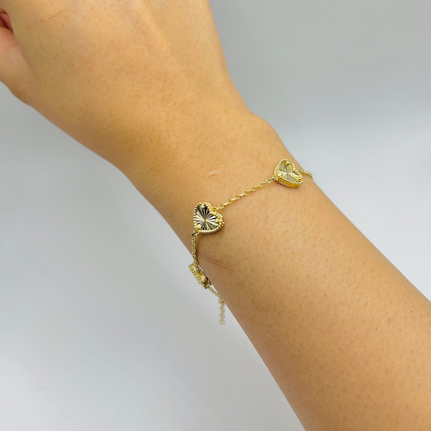 14k Gold Fancy Heart Bracelet