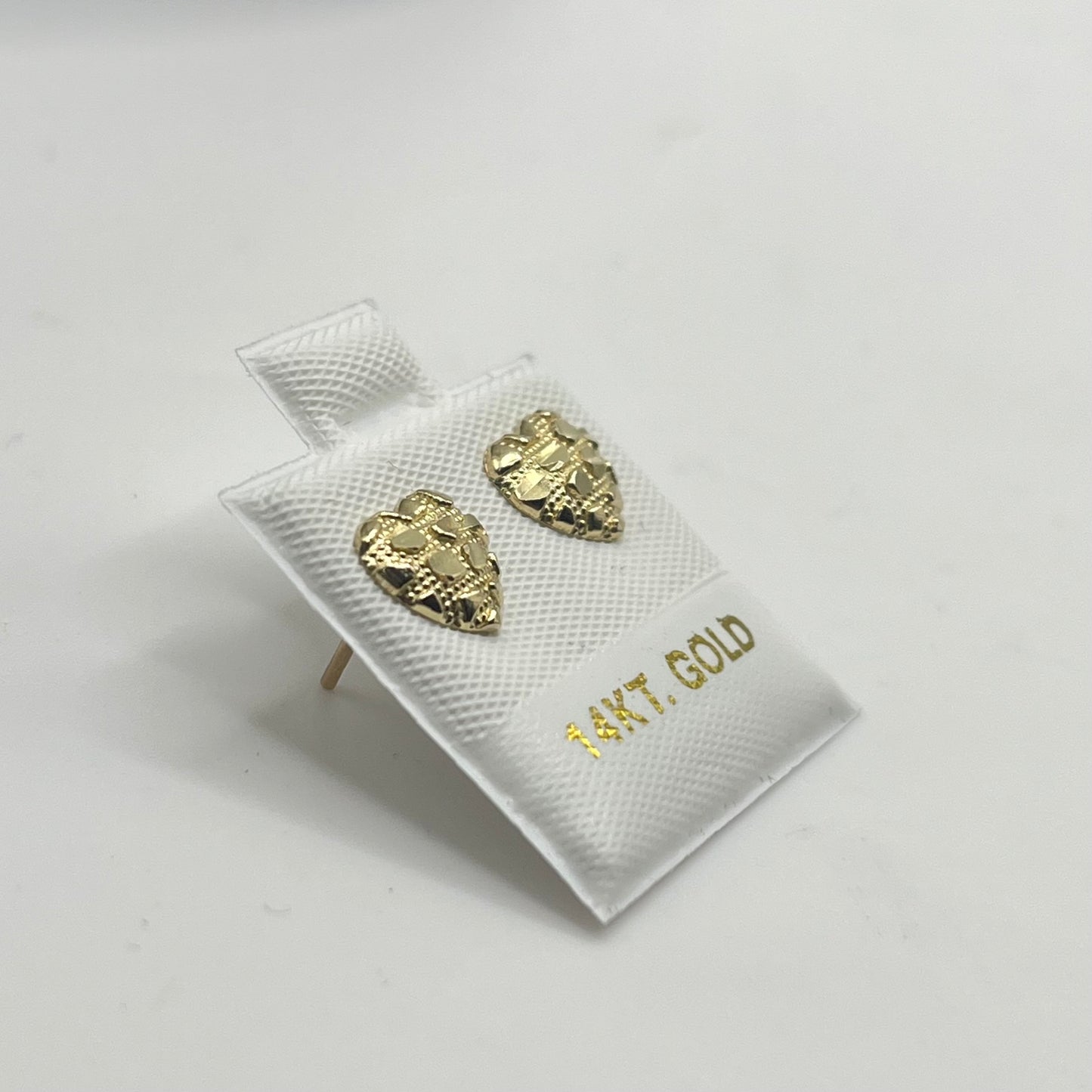 14K Gold Domed Heart Nugget Earrings (small)