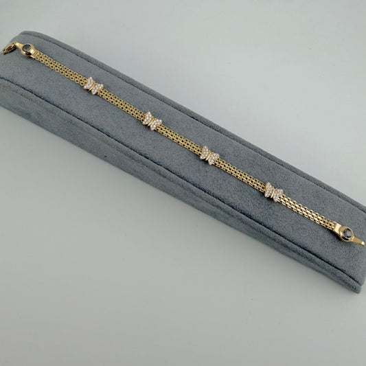 14k Gold Fancy Cz Butterfly Bracelet