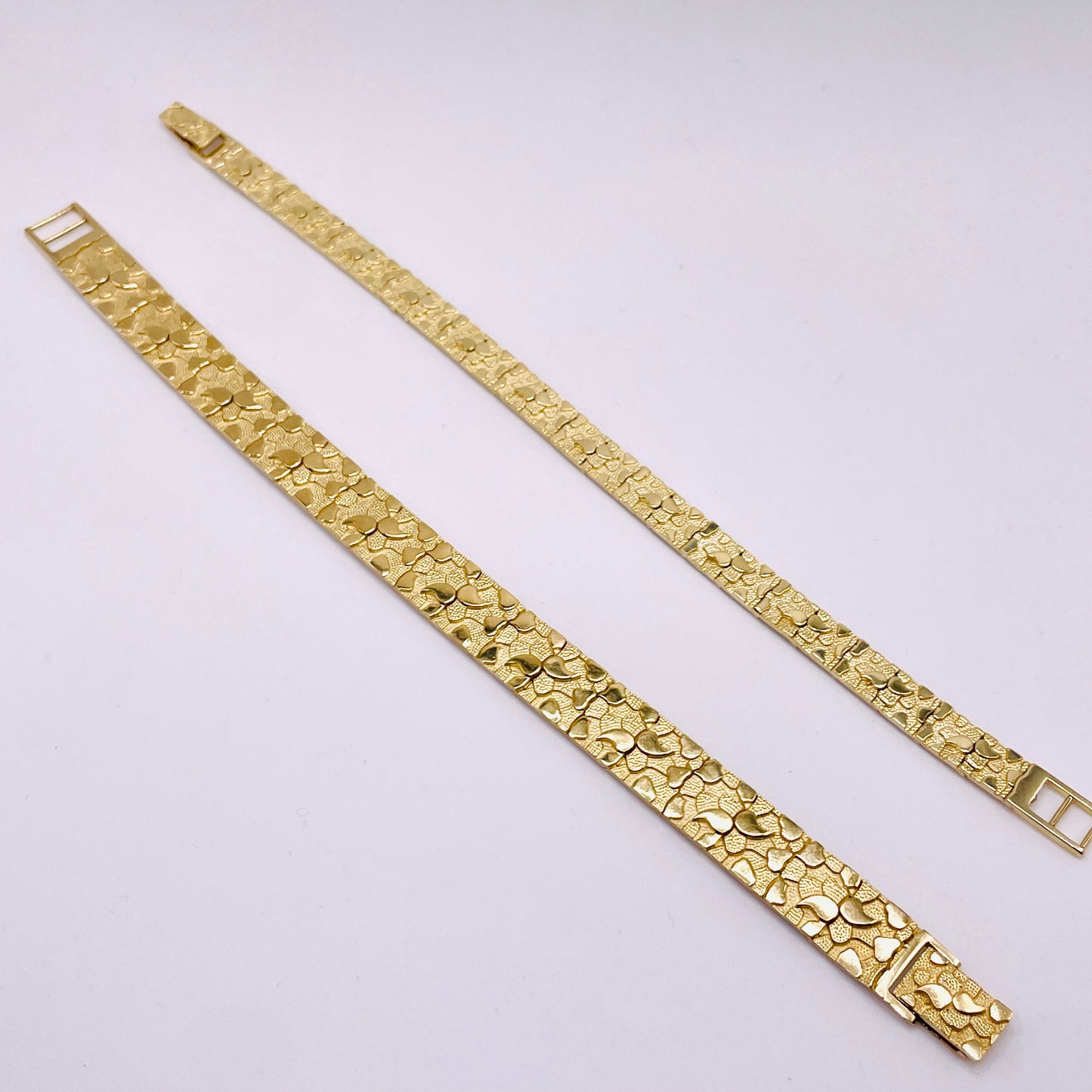 10K Gold Solid Nugget Bracelet 12mm