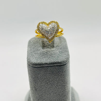 10k Gold Diamond Halo Heart Ring