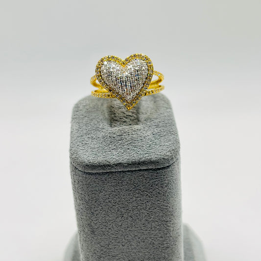 10k Gold Diamond Halo Heart Ring
