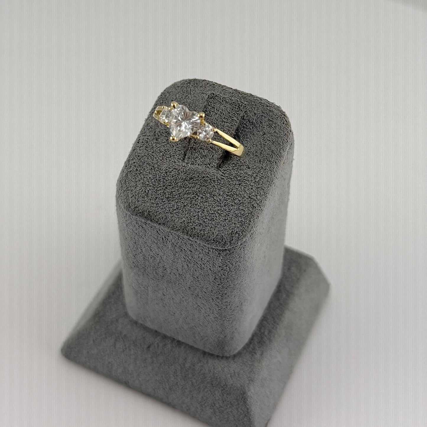 10k Gold Triple Cz Heart Birthstone