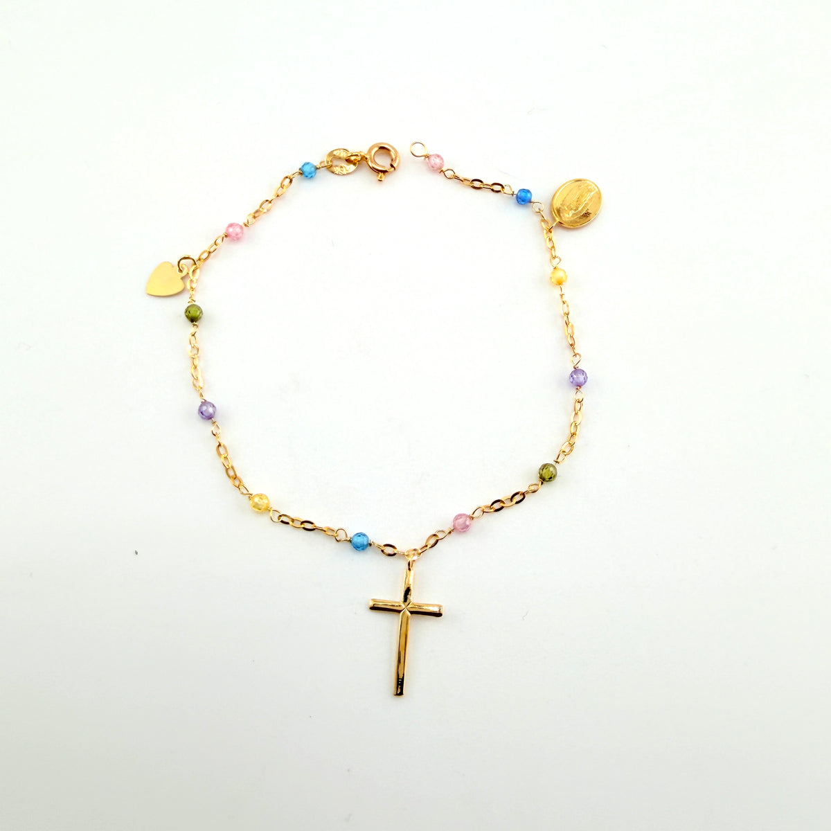 10K Gold Dainty Charm and Gem Bracelets