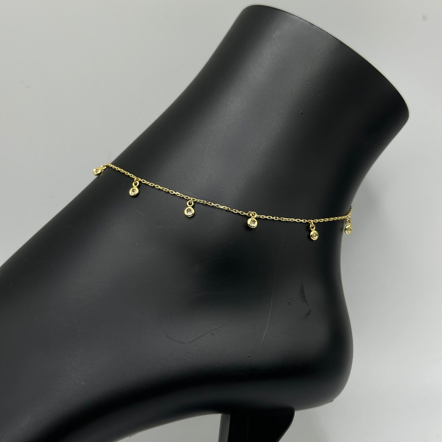 10k Gold Bezel Cz Anklet
